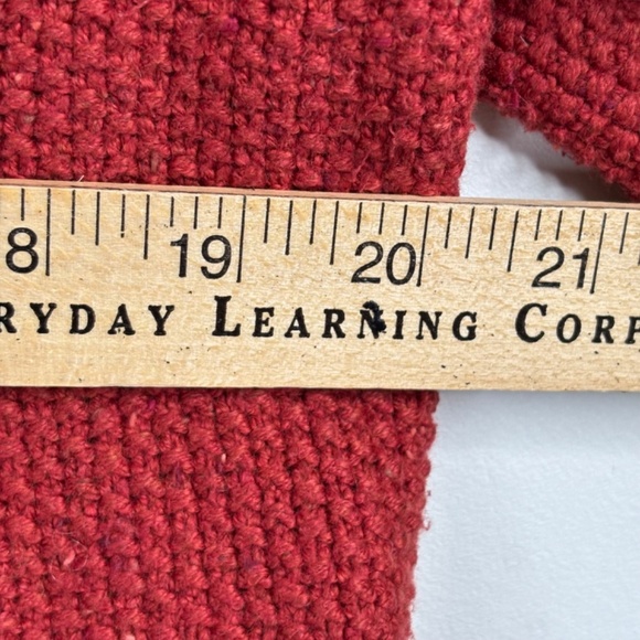 LL BEAN Long Cardigan L Shawl Collar Open Waffle Knit Pumpkin Rust Academia Twee - Picture 9 of 11